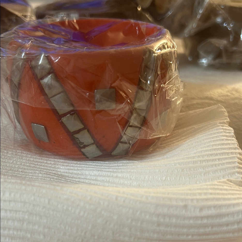Orange and Silver Geometric Bracelet